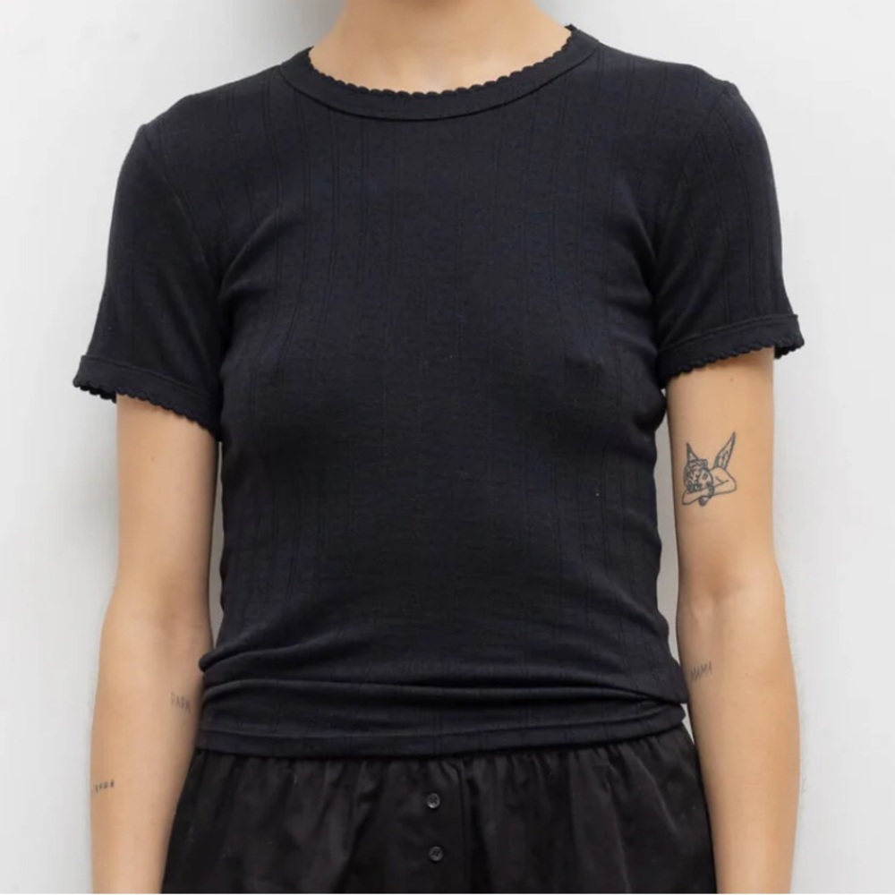 LESET Pointelle Slim Fit Tee black